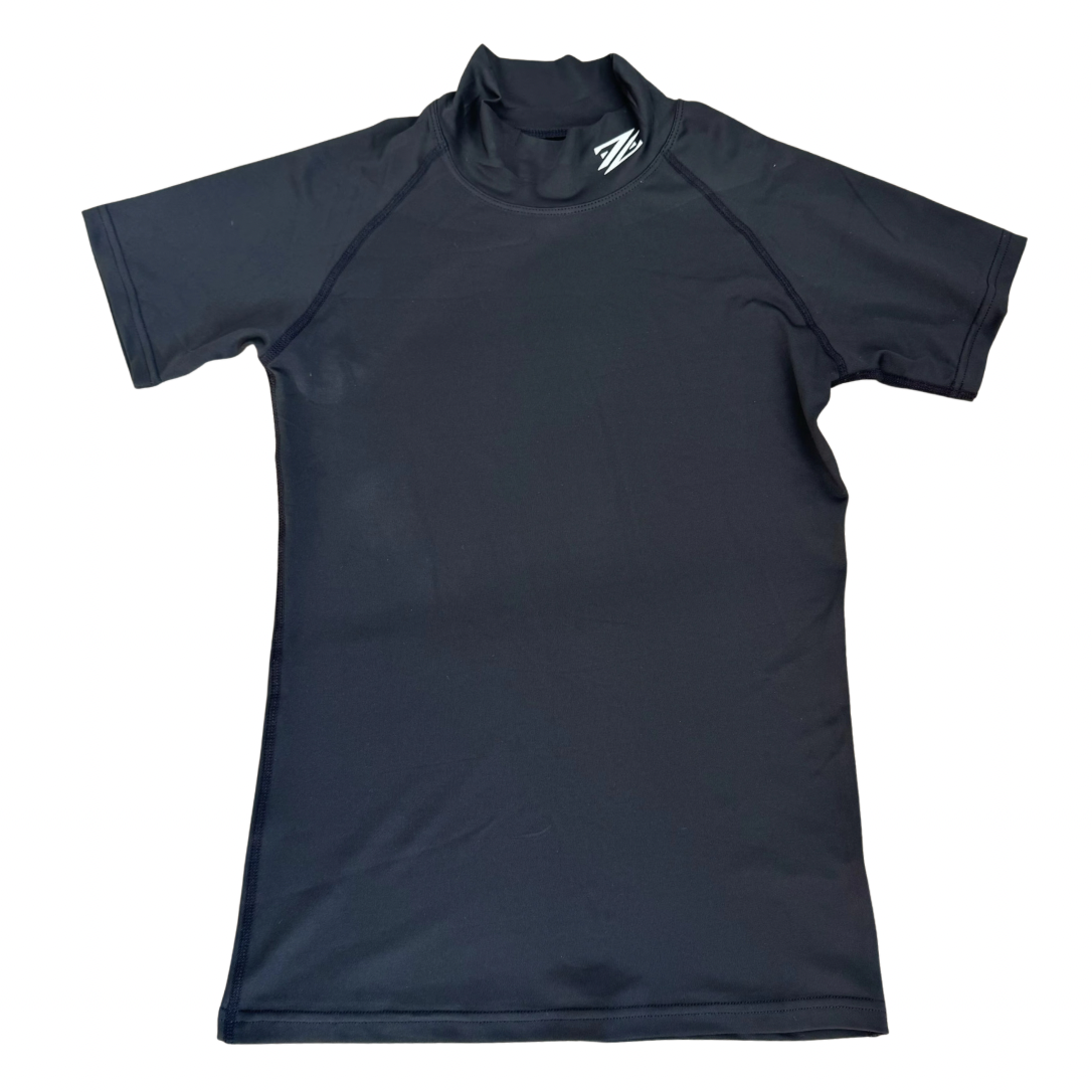 Mock Neck Compression Shirt(Short Sleeve) Black